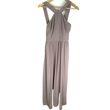 LULUS Air of Romance Dress S Maxi Taupe High Neck Bridesmaid Wedding NWOT