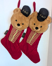 Christmas Soldier Bear Stocking FAO SCHWARZ Set Lot of 2 Plush teddy bear H2 