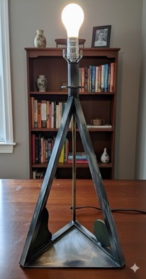Robert Sonneman Post Modern Kovacs Brushed Metal Table Lamp 24  USA C-1990