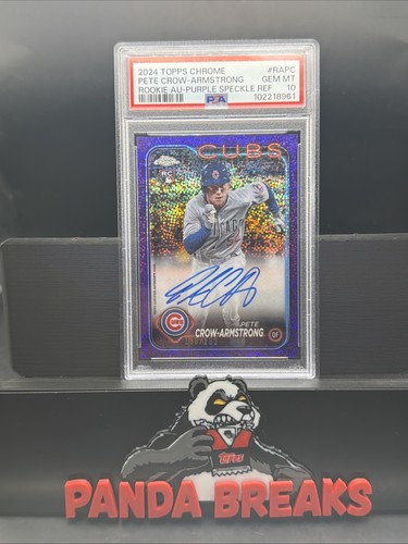 2024 Topps Chrome Pete Crow-Armstrong RC Purple Speckle Auto #198/299 PSA 10 Gem