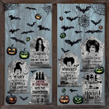 Funny Halloween Window Clings Witch Stickers Trunk or Treat Tombstones Black