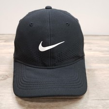Nike Hat Cap Fitted Mens Small Medium Black Swoosh Flex Dri-FIT ADV Golf