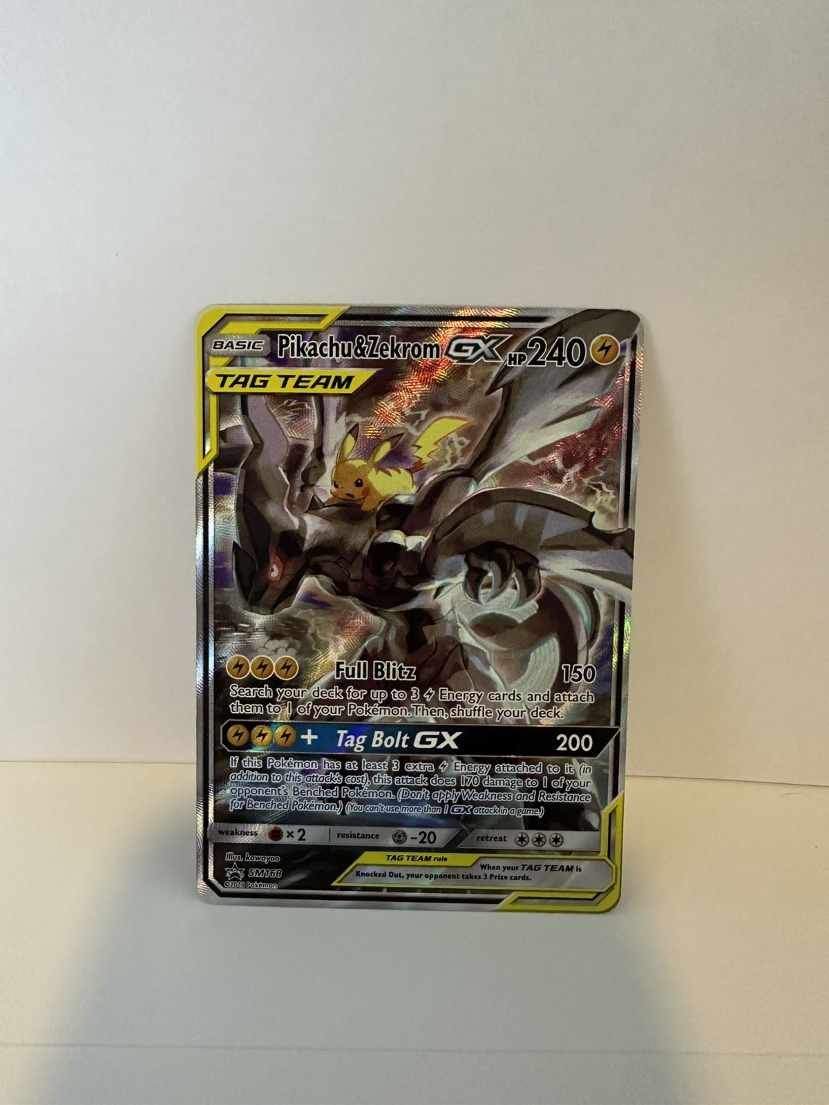 2019 Pokemon Sun & Moon #SM168 Pikachu & Zekrom GX Full Art Promo NM