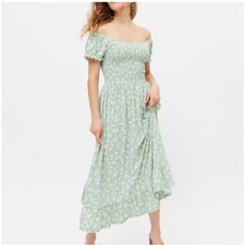 Urban Outfitters Tessie Green Floral Smocked Midi Dress Size L