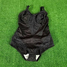 Vintage Sears Black Lace Underwire Shapewear Bodysuit Sculpting 38D Style 30076