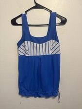 lululemon womens Tank top size 8 Blue Blue white striped Cinched