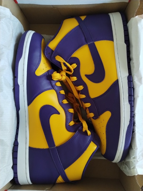 Size 14 - Nike Dunk High Lakers