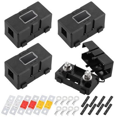 4 Stück Midi Sicherungshalter Kfz Sicherungshalter mit 40A 50A 80A Mega