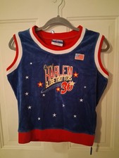  1A Harlem Globetrotters Platinum Fubu Blue Jersey Velvet Shirt Youth M 12/14