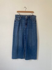 Marks Spencer Skirt Size 16 Denim Maxi Long Pockets Blue