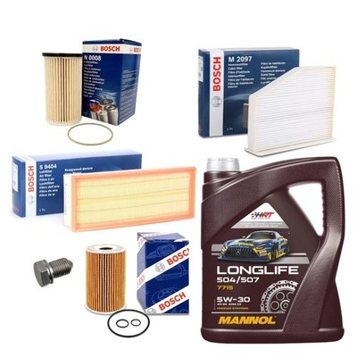 FULL BOSCH FILTERS SERVICE KIT 5L LONGLIFE OIL FOR VW SCIROCCO R-LINE 2.0 08-17