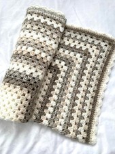 Handmade Crochet Baby Blanket: Granny Square Afghan, Soft Acrylic (30x29 inches)