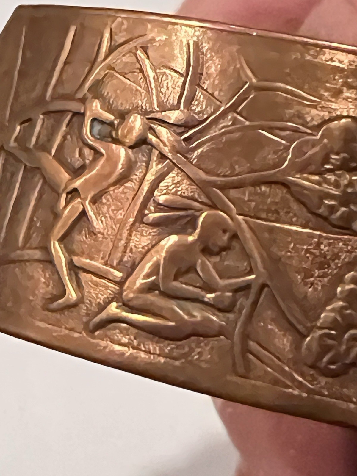 Native American Solid copper story cuff bracelet,… - image 7