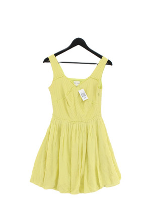 Reiss Women's Mini Dress UK Yellow Silk with Polyester Mini
