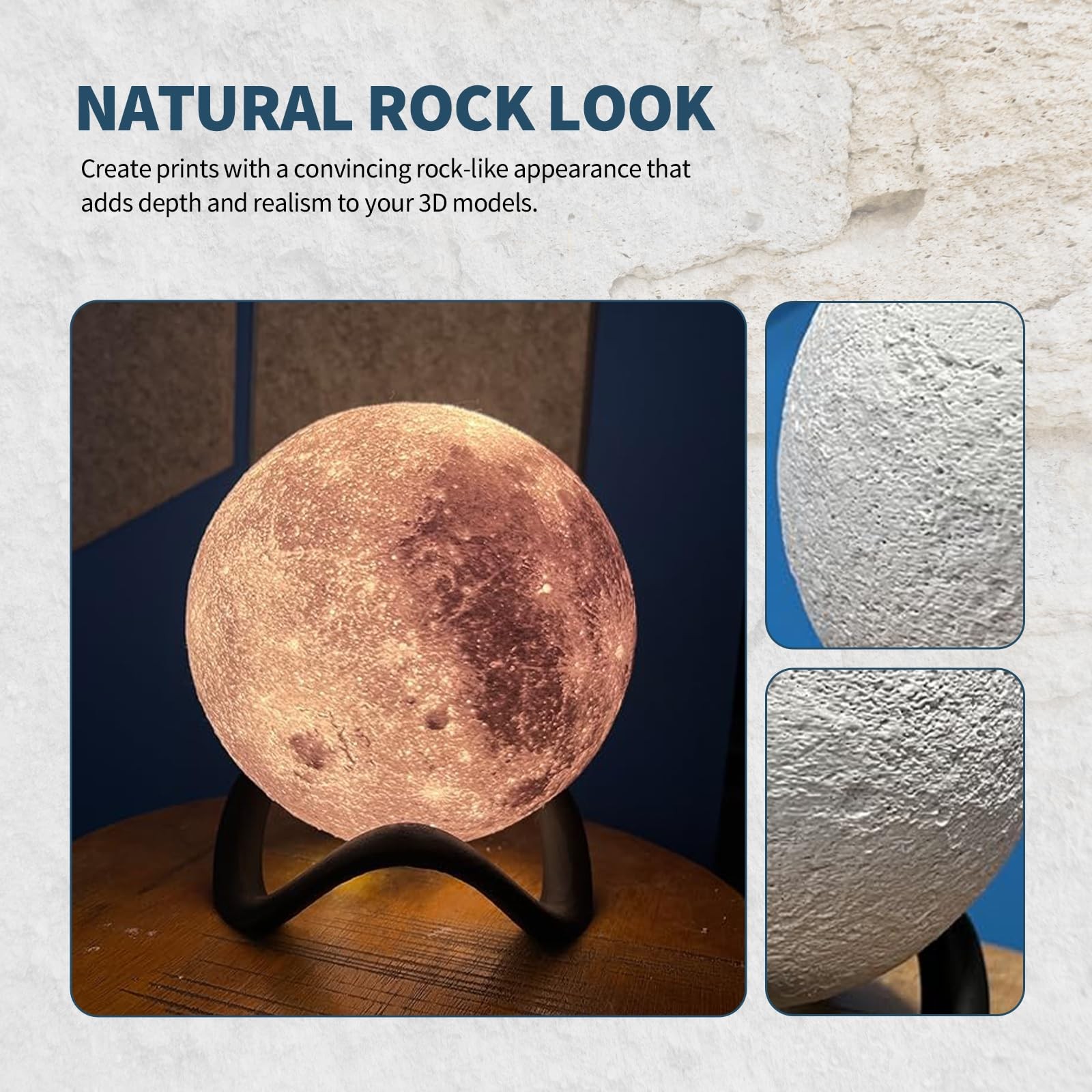 OUVERTÜRE Marmor PLA Filament 1,75 mm, Realistic Rock 01 - Rock White  - Bild 3