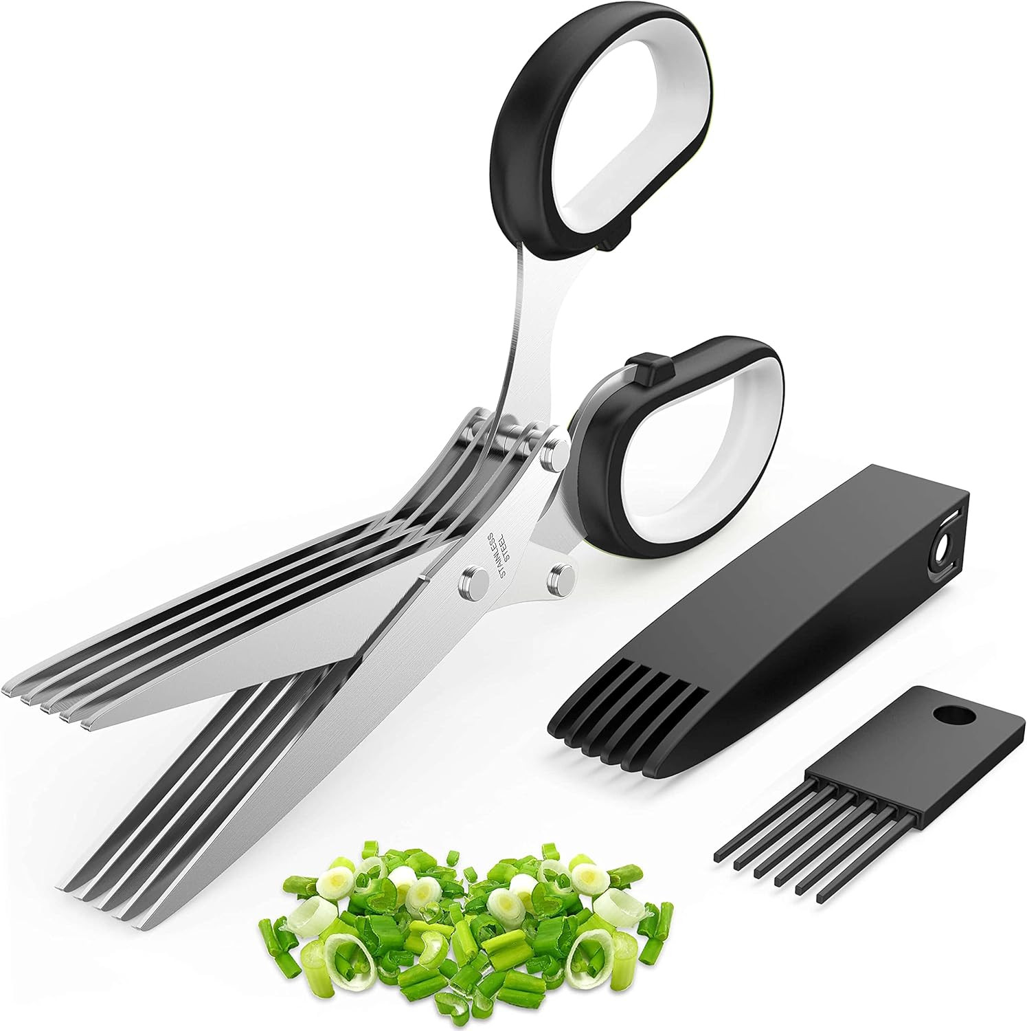 5-Blade Herb Scissors for Kitchen – Precision Cutting in Black-image