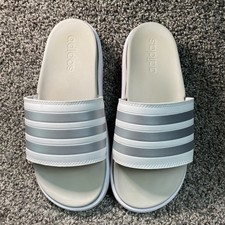 Adidas Adilette Chunky Platform Slip-On Sandal Silver Pebble/Gray Colorway