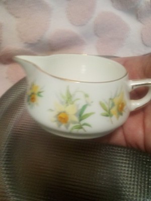 Vtg Hammersley & Co Daffodil English bone china individual milk creamer pitcher