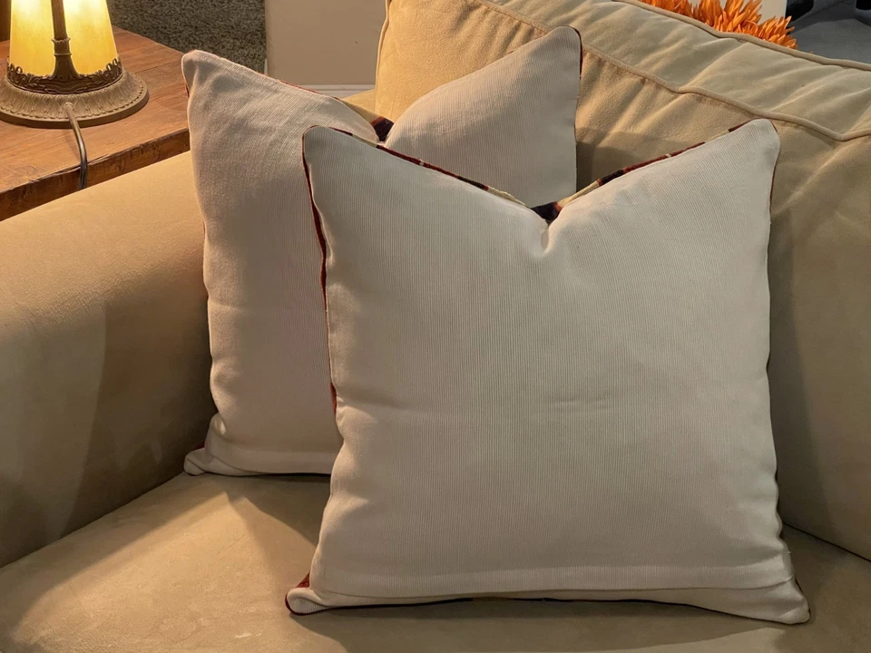 NEW!  2 piece Wool Pottery Barn 20"x20" Pinstriped Pillow Encasements - Image 2 of 4