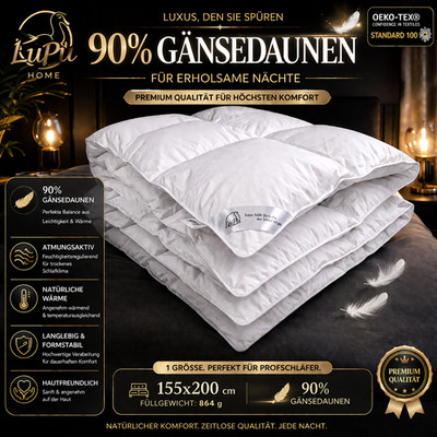 Bettdecke 155x200 Daunendecke 90% Gänsedaunen Premium OEKO-TEX Made in EU