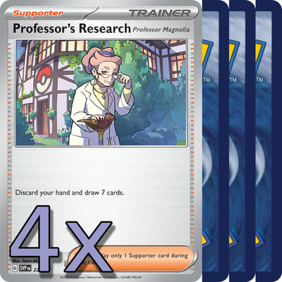 4x Professor Research - NM Playset - Trainer x4 - Pokemon TCG