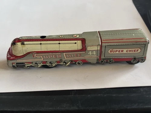 VINTAGE MARX TOYS Tin Litho Super Chief Train Engine 8” Works Nice Shape