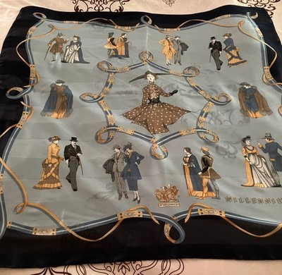 SYMPHONY SCARF  3rd  Millennium  Italian Blue Polyester Square Scarf Wrap 34x34
