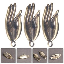 3Pcs Decorative Buddha Hand Craft Vintage Keychain Adorn Chic Brass Gadget