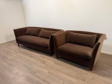 Habitat Hawley Velvet Sofa & Cuddle Chair Brown