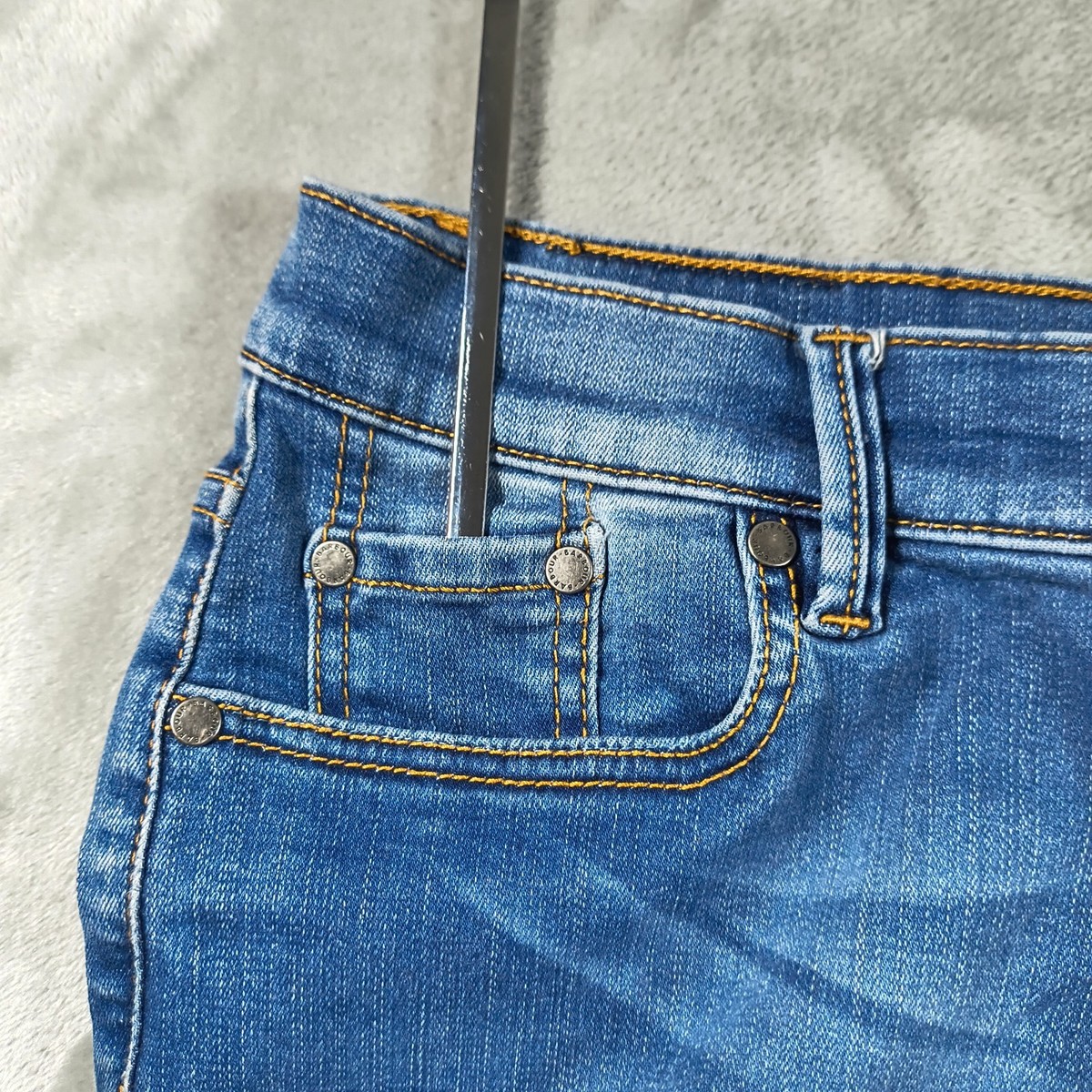 Barbour Jeans Women 14RG Blue Slim Skinny Stretch Denim Mid Rise Distressed Fade View 4