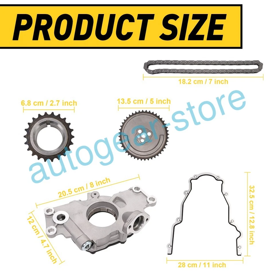 Oil Pump + Timing Chain +Gasket For Chevrolet GM LS1 LS2 LS3 M295 4.8L 5.3L 6.0L Foto 4 de 4