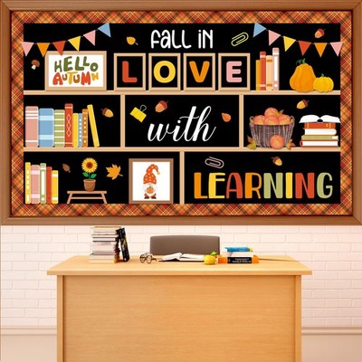 Fall in Love with Learning Bookshelf Bulletin Board Set Reading Cutouts
