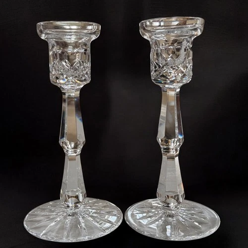 Waterford Crystal Vintage 7" Candle Holder Candlesticks Pair Made in Ireland