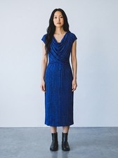 H by Halston NWOT Midi Dress-Size 0 (up to 4)-Blue & Black