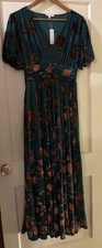 Baltic Born Women's Floral Short Sleeve Size Large Velvet Burnout Dress