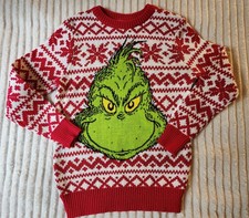 Dr Seuss Grinch Christmas Sweater Med 8 Boys Pullover Holiday