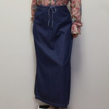 Vintage 90s High Waisted Denim Maxi Skirt by True Blue