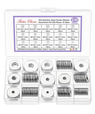 #ad #ad Bates Fender Washers Assortment Kit 230 Pcs Stainless Steel Flat Washers 15 $24.99
