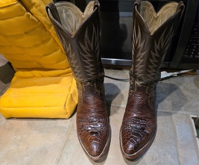 Vintage Dan Post 1960-70s Western Boots Brown Exotic Men's 9.5D