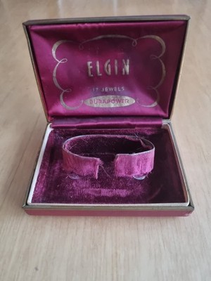 SCHÖNE,SEHR SELTENE VINTAGE ELGIN DURAPOWER ORGINAL SCHACHTEL LEDER  / HOLZ
