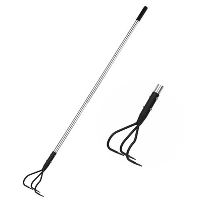 YEELOR 3-Tine Long Handle Tiller, Garden Cultivator with 55''-15.5'' Adjustable