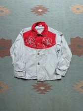 Vintage 50s 60s long sleeve button shirt western cowboy kids youth size 5