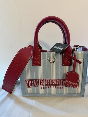 TRUE RELIGION BRAND JEANS DENIM STRIPE CROSSBODY SATCHEL BAG