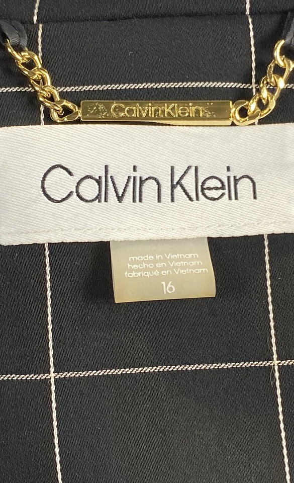 Chaqueta Blazer Calvin Klein Negra Ventana Frente Abierto Manga Acanalada Para Mujer 16 Foto 4 de 4