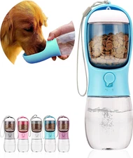 Dog Water Bottle,Portable Pet Water Bottle with Food Container,Outdoor Portable 