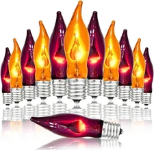 12 Pack C7 Clear Orange and Purple Flickering Flame Dark