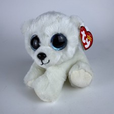 TY Beanie Baby 6" Ari the Polar Bear Plush White Blue Glitter Eyes