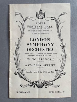 【海外プログラム】カスリーン・フェリア　コンサート・プログラム Kathleen Ferrier, Concert Programme, 1952 | eBay UK
