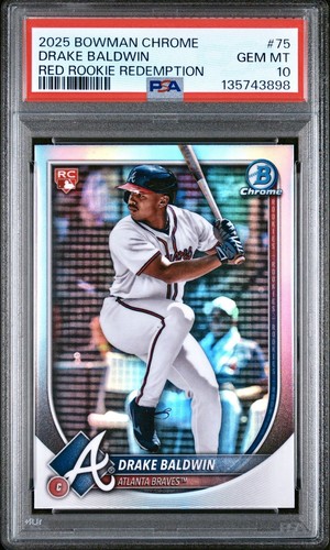 Drake Baldwin #75 2025 Bowman Chrome Red Rookie Redemption card