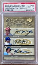 2005 Upper Deck Hall of Fame Morgan Ryne Sandberg Carew GOLD AUTO PSA 10 (4/5)